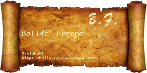 Balló Ferenc névjegykártya