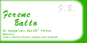 ferenc ballo business card